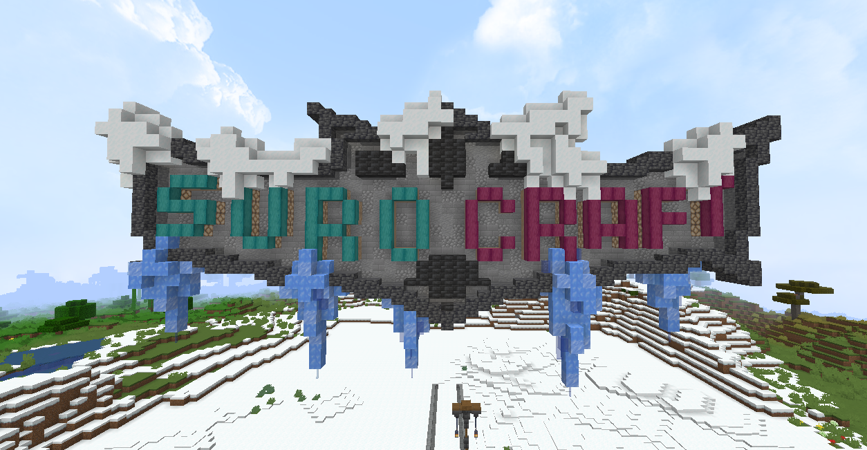 Zimní Minecraft Banner u spawnu [S7]